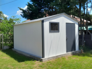 Domek ogrodowy 3,5x4,5 | dwuspadowy | RAL9010 biały mat + RAL7016 grafit mat