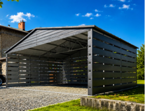 Nowoczesna wiata typu CARPORT 6x5 | dwuspadowya | RAL 7016 MAT antracyt | PROFIL ZAMKNIĘTY |